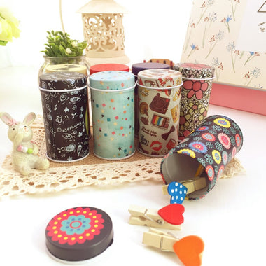 Lovely Cylindrical Cartoon Print Tin Organizer